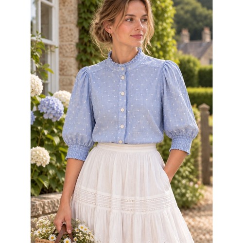 Brora blue white - white, dobby